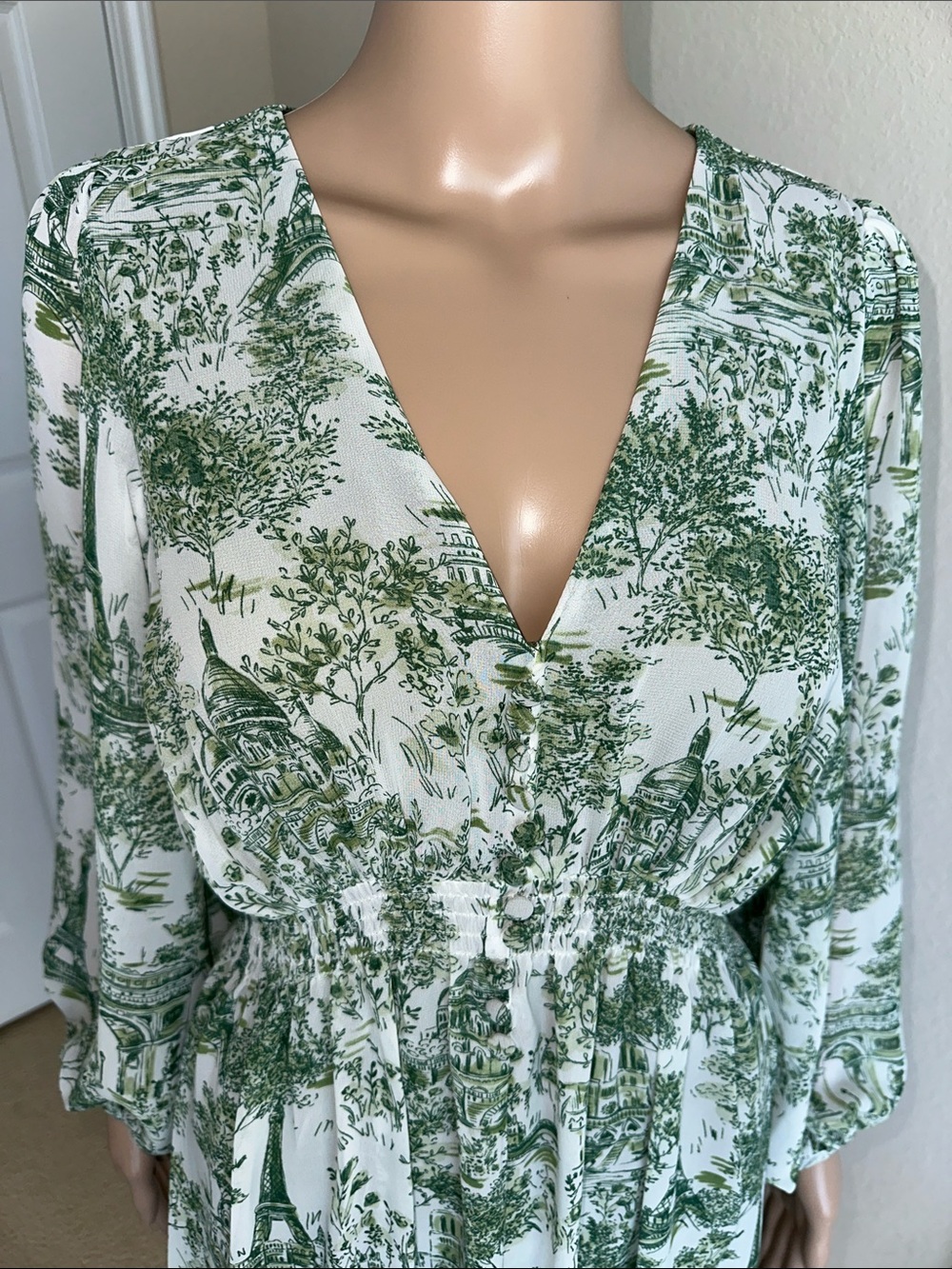 NWT Taylor Green Toile V-Neck Tiered Maxi Dress Size 10 - Picture 5 of 16